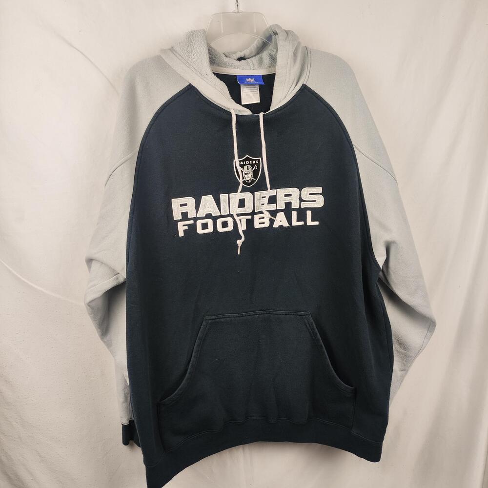 Oakland Raiders Sweatshirt Mens Large Black Gray NFL Football Hoodie Reebok